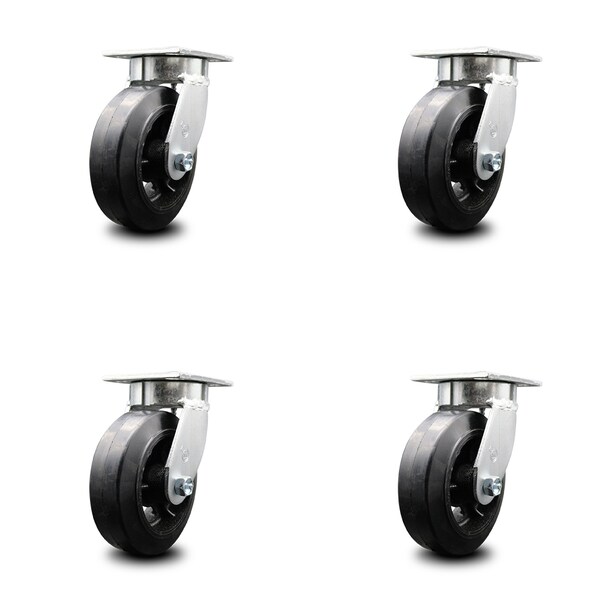 Service Caster 6 Inch Kingpinless Rubber on Steel Wheel Swivel Top Plate Caster SCC, 4PK SCC-KP30S620-RSR-4 - main
